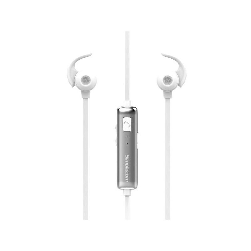 Simplecom BH310 Metal In-Ear Sports Bluetooth Stereo Headphones White