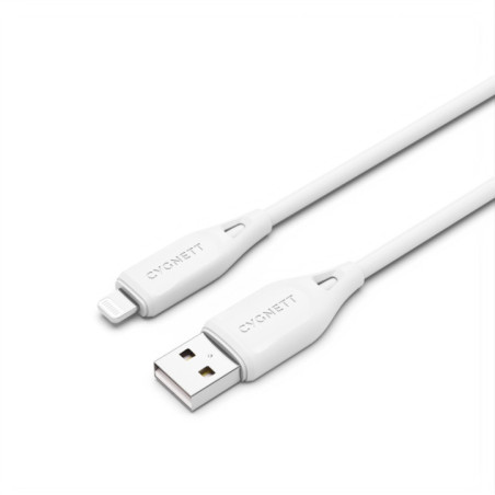 Cygnett Essentials Lightning to USB-A (2.0) Cable (1M) - White (CY4700PCCAL), 2.4A/12W, 480Mbps, Turbo Charge, Apple iPhone, 2 Y