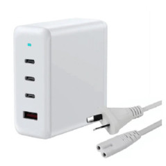 USP 100W Four Ports USB-C PD GaN Wall Charger White - 3x USB-C, 1x USB-A, Efficient, High Quality, Tablet, Laptop, iPhone, 2 Yea