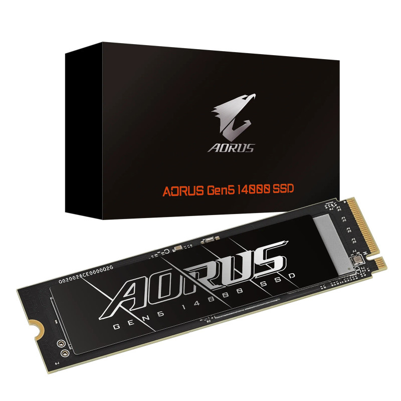 Gigabyte AORUS Gen5 14000 SSD 1TB PCIe5x4 NVMe2.0 M.2 3D TLC LPDDR4 2GB 13600/10200MB/s 80Ã22Ã3.5mm MTBF1.6M 11.5W 5yr/700TBW