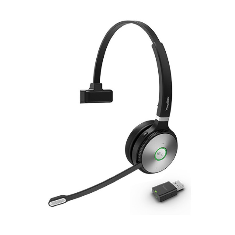 Yealink WH62 Portable Mono DECT Wireless Headset, WDD60 DECT Dongle,USB Charging Cable,Carry Pouch,Microsoft Teams & Zoom Certif