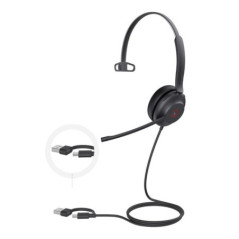 Yealink UH37 Mono USB Wired Headset, UC, USB-C/A, 35mm Speaker, Busylight, Leather Ear Cushion,HD Audio, 2Mic Noise Killer, Micr