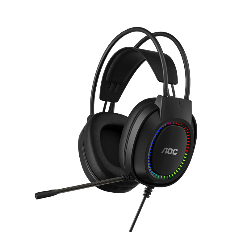 AOC ACG2500BK Wired RGB USB Gaming Stereo Headset 2M Cable Black