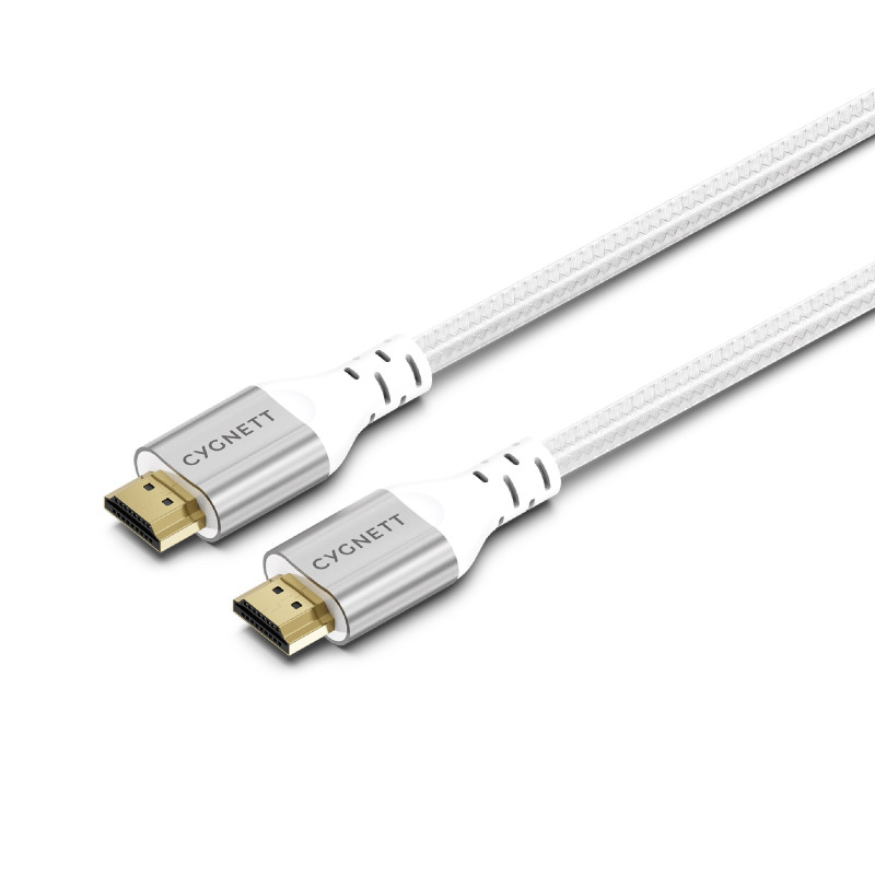 Cygnett Unite 8K HDMI to HDMI Cable (1.5M) - White(CY4864CYHDC), Braided, Supports 8k (60Hz) & 4k (120Hz), 48Gbps Bandwidth,2 Ye