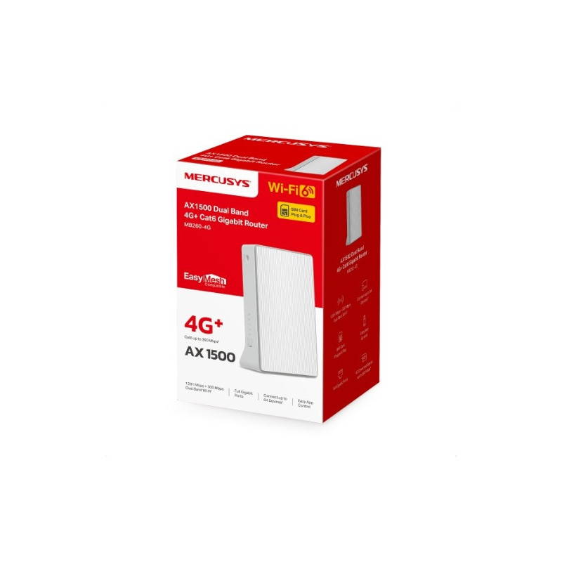 Mercusys MB260-4G 4G+ Cat6 AX1500 Wireless Dual Band Gigabit Router
