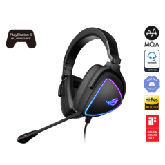 ASUS ROG DELTA S Lightweight USB-C Gaming Headset with AI noise-canceling mic, MQA rendering technology, RGB lighting, PC, Switc