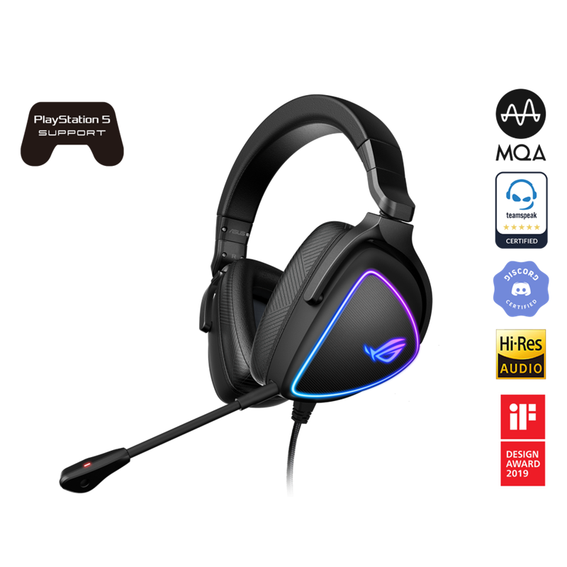 ASUS ROG DELTA S Lightweight USB-C Gaming Headset with AI noise-canceling mic, MQA rendering technology, RGB lighting, PC, Switc