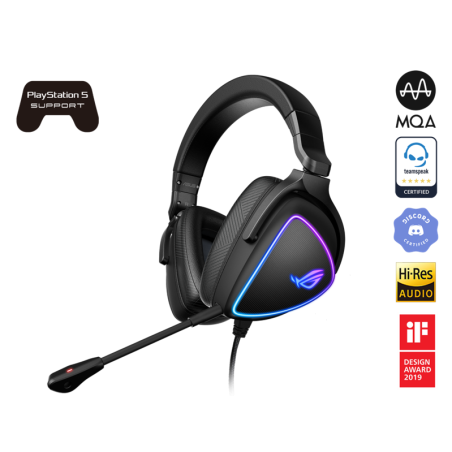 ASUS ROG DELTA S Lightweight USB-C Gaming Headset with AI noise-canceling mic, MQA rendering technology, RGB lighting, PC, Switc
