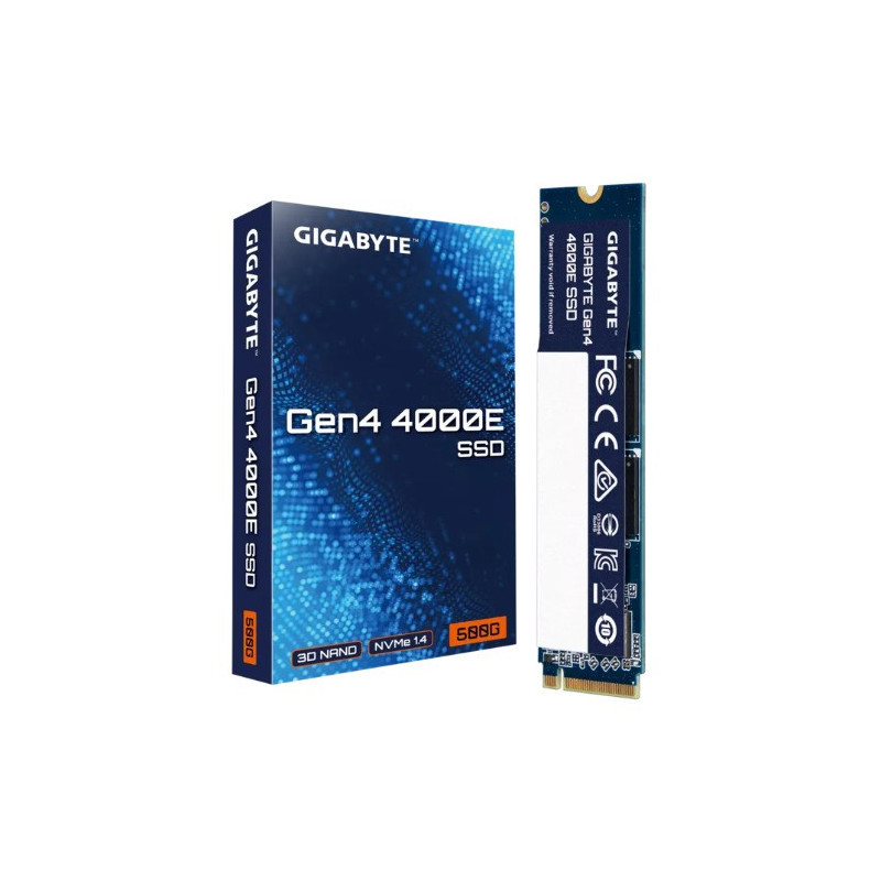 GIGABYTE Gen4 4000E 500GB NVMe PCIe 4.0 x4 M.2 2280 SSD, 3600MB/s Read, 3000MB/s Write, 1.5M Hours MTBF, 3-Year Warranty