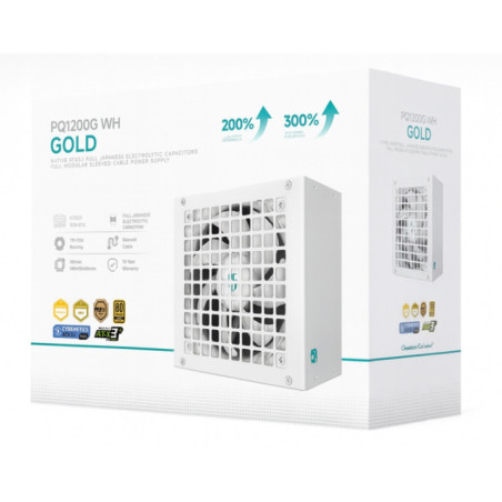 DeepCool PQ1200G WH 1200W Gamer Storm 80+ Gold/Cybenetics Fully Modular ATX Power Supply 120mm Fan, Japanese Capacitors, DC to D