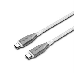 Cygnett Armoured Braided USB-C to USB-C (2.0) Cable (2M) - White (CY4677PCTYC), 5A/100W, 480Mbps, Turbo Charge, Best for Laptop,
