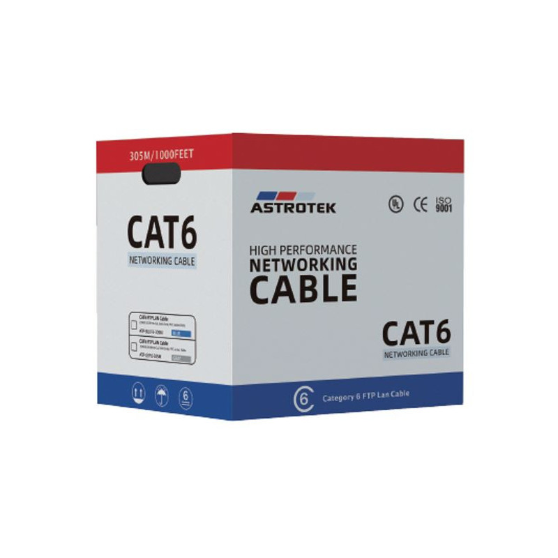 Astrotek CAT6 FTP Cable 305m Roll - Grey White Full 0.55mm Copper Solid Wire Ethernet LAN Network 23AWG 0.55cu 2x4p PVC Jacket