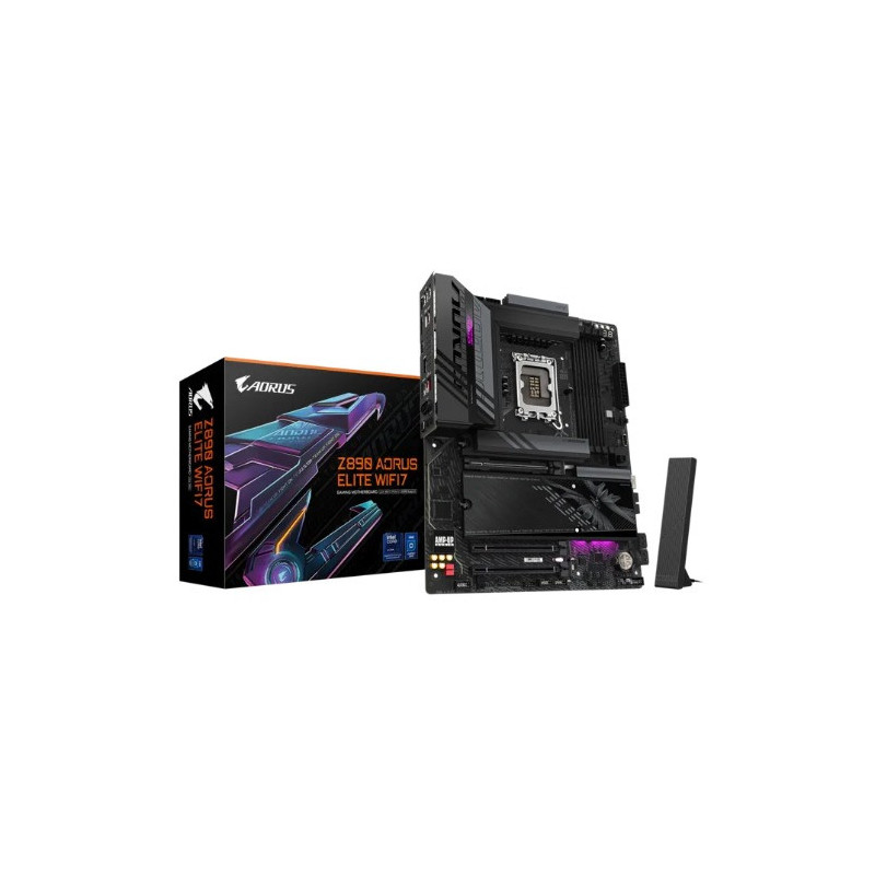 Gigabyte Z890 AORUSELITE WF7 P MB Intel LGA 1851 ATX Motherboard, 4x DDR5 ~256GB, 3x PCI-E x16, 4x M.2, 4x SATA, 5x USB 3.2, 1x 