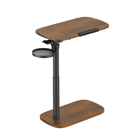 Brateck Storage-Savvy Height Adjustable Mobile Side Table, Gas-Lift Sit-Stand Desk, tabletop 723Ã400mm, weight capacity 10kg (W