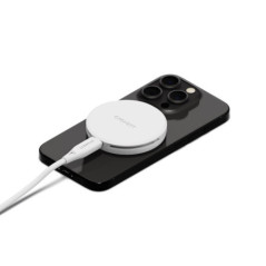 Cygnett ChargePuck Qi2 15W Fast Wireless Charger -White(CY5062CCRGP),Compact & Lightweight, 1.2M USB-C Cable,Perfect for Travel,