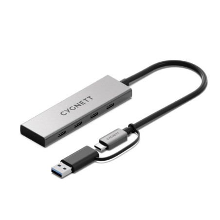 Cygnett Unite 4-in-1 USB-C to USB-C Hub- White(CY5390CYHUB)4x USB-C Ports,10Gbps Transfer,Aluminium Outer Shell,15cm cable, 2-Ye