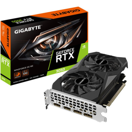 Gigabyte nVidia GeForce RTXâ¢ 3050 WINDFORCE OC V2 6G, 1477 MHz, CUDA 2304, 14000 MHz, GDDR6, 96 bit, PCI-E 4.0, PSU 300W, DP1.