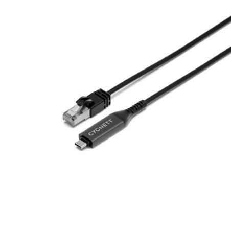 Cygnett Unite USB-C to RJ45 Gigabit Ethernet Cable 1m - Black (CY5505PCCCE), 1Gbps, USB 3.2 Gen 1, USB 2.0, Universal Compatibil