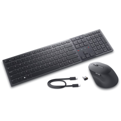 DELL KM900 WIRELESS PRO PREMIUM COLLABORATION RECHARGEABLE KEYBOARD & MOUSE - GRAPHITE, 3Y