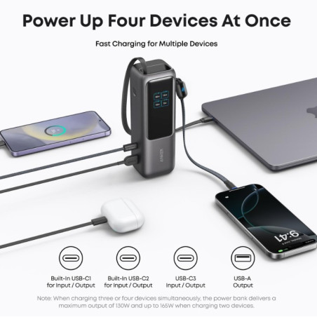 ANKER LAPTOP POWER BANK (25K, 165W, BUILT-IN AND RETRACTABLE CABLES)