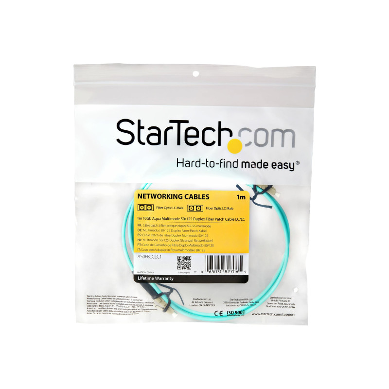 STARTECH 1M LC FIBER OPTIC CABLE ,10GB, MM DUPLEX 50 /125 - LSZH, LTW (AQUA)