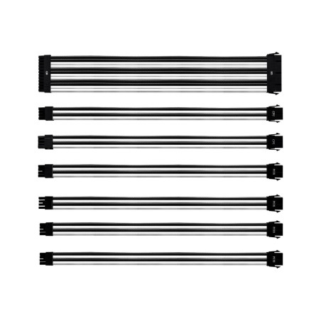 COOLER MASTER WHITE/BLACK SLEEVED COLORED EXTENSION CABLE KIT, 30CM LENGTH, PVC SLEEVING,