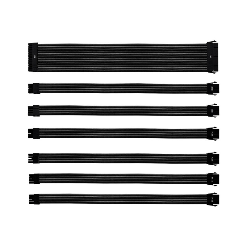 COOLER MASTER BLACK SLEEVED COLORED EXTENSION CABLE KIT, 30CM LENGTH, PVC SLEEVING, 16AWG