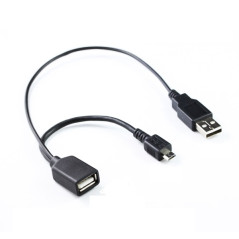 Micro USB M to USB F Host for OTG Device / USB Power Y Splitter