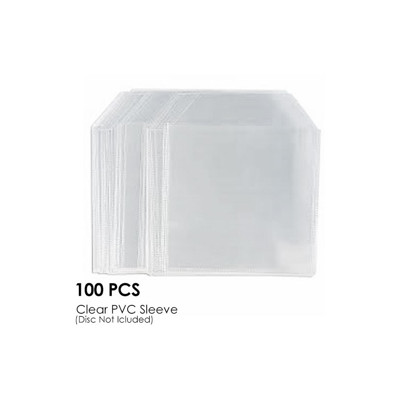 CD-DVD Clear PVC Sleeve Hold 1 Disc (100PCS/Pack)