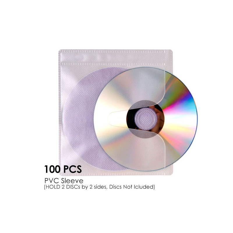 CD-DVD Colour PVC Sleeve Hold 2 Disc (Double Sided / 100PCS/Pack)