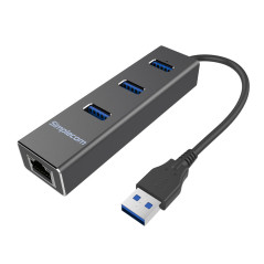 Simplecom CHN410 3 Port USB 3.0 HUB with Gigabit Ethernet Adapter - Black