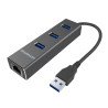 Simplecom CHN410 3 Port USB 3.0 HUB with Gigabit Ethernet Adapter - Black
