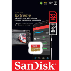 SanDisk 32GB Extreme MicroSDHC A1 UHS-I V30 Memory Card - No Adapter - 100MB/s