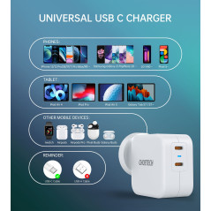 Choetech PD6009 40W Dual Fast USB C Charger 2-Port 20W PD 3.0 With Foldable Plug