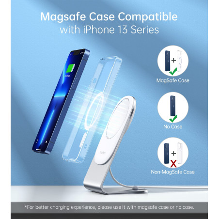 Choetech MIX00117SL Magasafe Fast Wireless Charger Stand Holder For iPhone 13/12 (H047+T517)