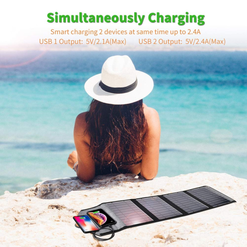 Choetech SC005 22W Portable Waterproof Foldable Solar Panel Charger (Dual USB Ports)