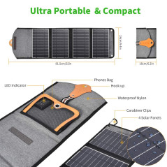 Choetech SC005 22W Portable Waterproof Foldable Solar Panel Charger (Dual USB Ports)