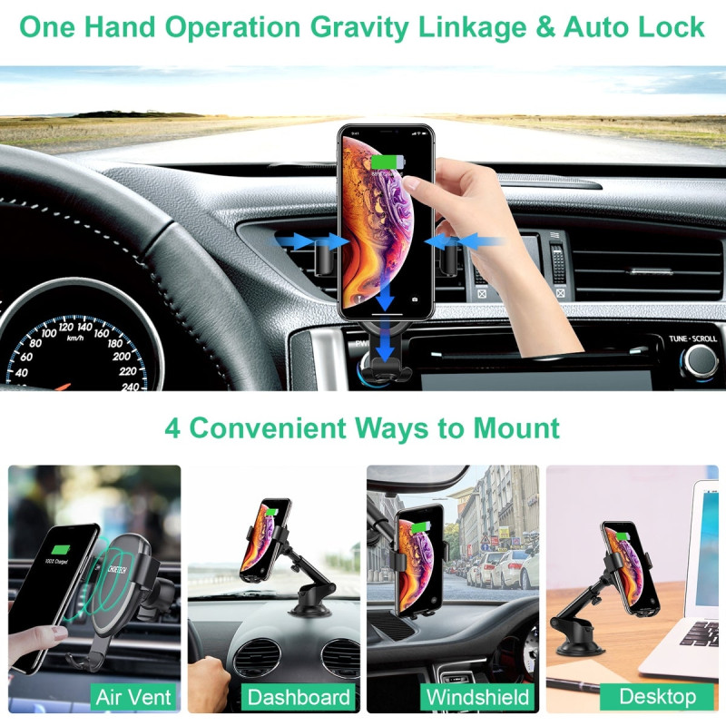 Choetech T536-S Fast Wireless Charging Car Mount Phone Holder