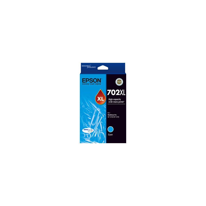 EPSON 702XL CYAN INK DURABRITE WF-3720 WF-3725