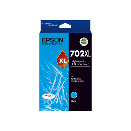 EPSON 702XL CYAN INK DURABRITE WF-3720 WF-3725
