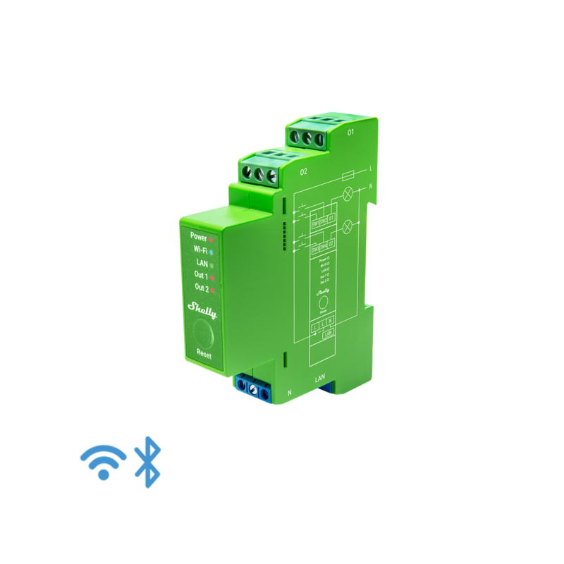 2 CIRCUIT DIN RAIL DIMMER WI-FI RELAY SWITCH WITH POWER METERING