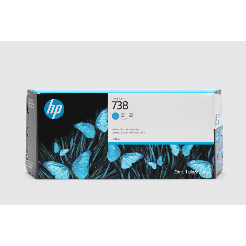 HP 738 300-ml Cyan DesignJet Ink Cartridge