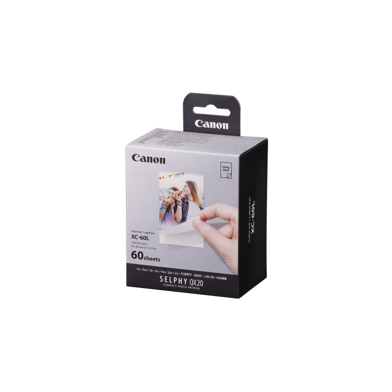 CANON SELPHY COLOR INK/LABEL XC-60L CARD SIZE SET FOR QX20 - 60 SHEET