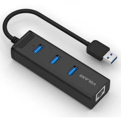 Volans VL-HJ45 3-Port USB3.0 Hub + RJ45 Gigabit Ethernet Adapter - Aluminium