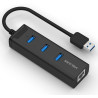 Volans VL-HJ45 3-Port USB3.0 Hub + RJ45 Gigabit Ethernet Adapter - Aluminium