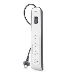 Belkin 4-Outlet Surge Protection Strip with 2M Power Cord  - Universally compatible - Grey