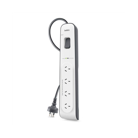 Belkin 4-Outlet Surge Protection Strip with 2M Power Cord  - Universally compatible - Grey