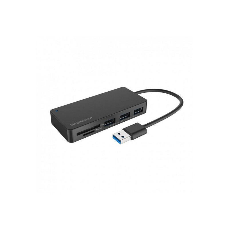 Simplecom CH368 3 Port USB 3.0 Hub with Dual Slot SD MicroSD Card Reader