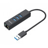Simplecom CHN420 Black Aluminium 3 Port SuperSpeed USB HUB with Gigabit Ethernet Adapter