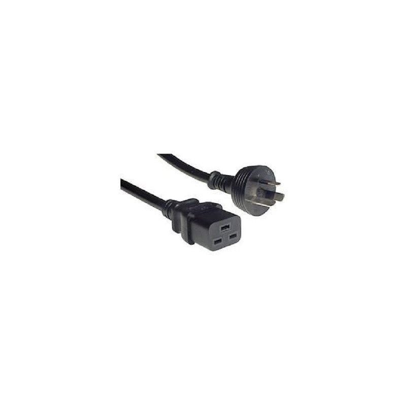 IEC C19 to Mains 10A Power Cable Black 2M